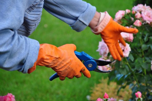 Brimsdown garden landscaping with patios and privacy features