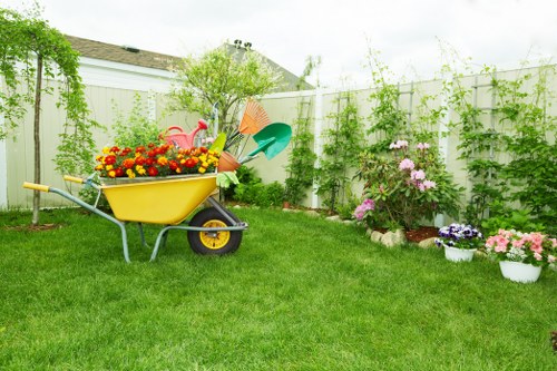 Seasonal grass cutting in a Brimsdown backyard